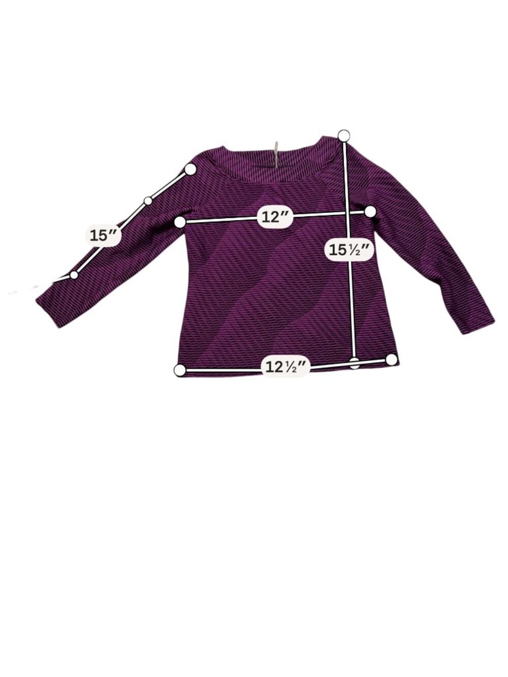 Purple & Black Striped Long-Sleeve Knit Top Lightweight & Stretchy Approx. LARGE